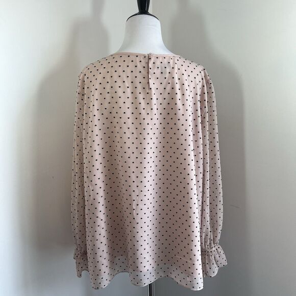 Talbots Blouse Top 2X Pink Chiffon Ruffle Long Sleeve Graphic Print Hearts - Picture 4 of 13
